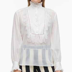 ZARA CONTRAST YOKE BLOUSE WITH DECORATIVE FRONT - LIMITED EDITION SZ S 2674/602